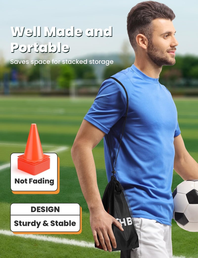 GHB Soccer Cones 7" 9" of 12 24 Pack Disc Soccer Sport Cones Training Field Marker Agility Cones for Basketball, Coaching, Practice Equipment Includes Drills Guide - Image 3